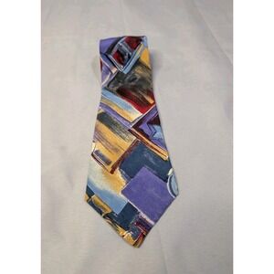 Vintage Bella Nova Silk Tie‎ Abstract Geometric Bold 90s Retro Statement Necktie